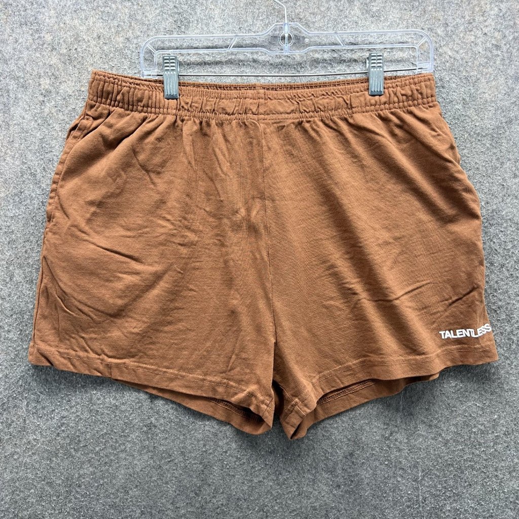 Talentless Shorts Mens Xl Brown Cotton Sweat Casual Elastic Waist 4 Inseam